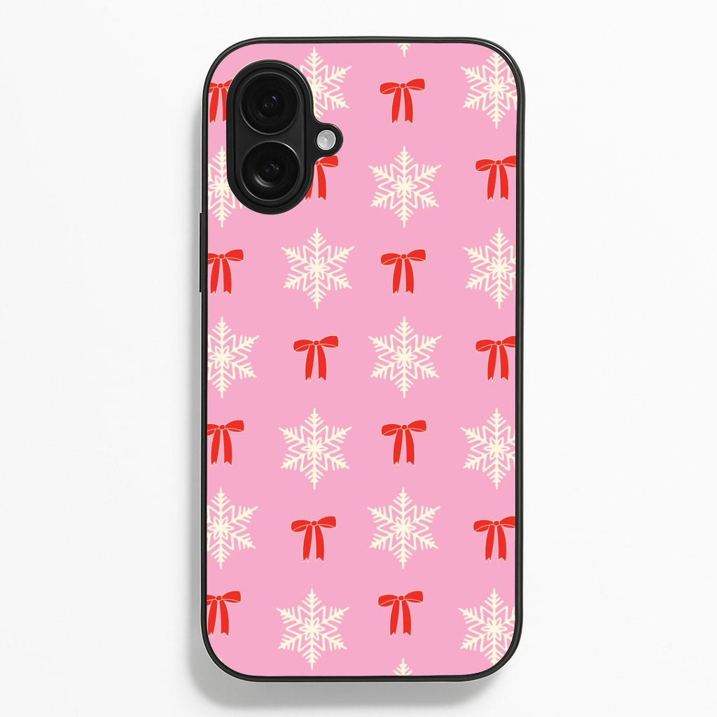 Coquette Bows And Snowflakes Pattern iPhone 16 Plus Case