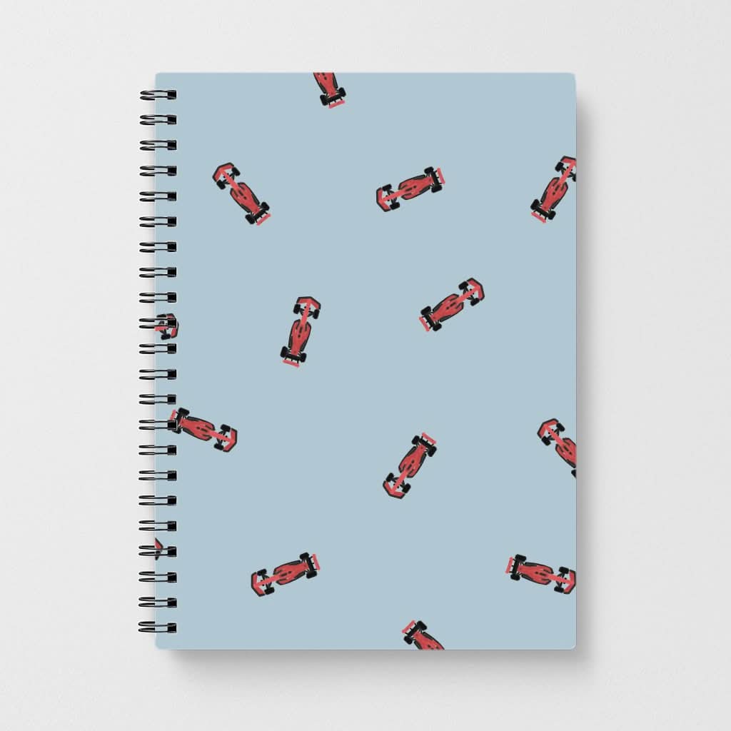 Race Cars Pattern Blue Notebook