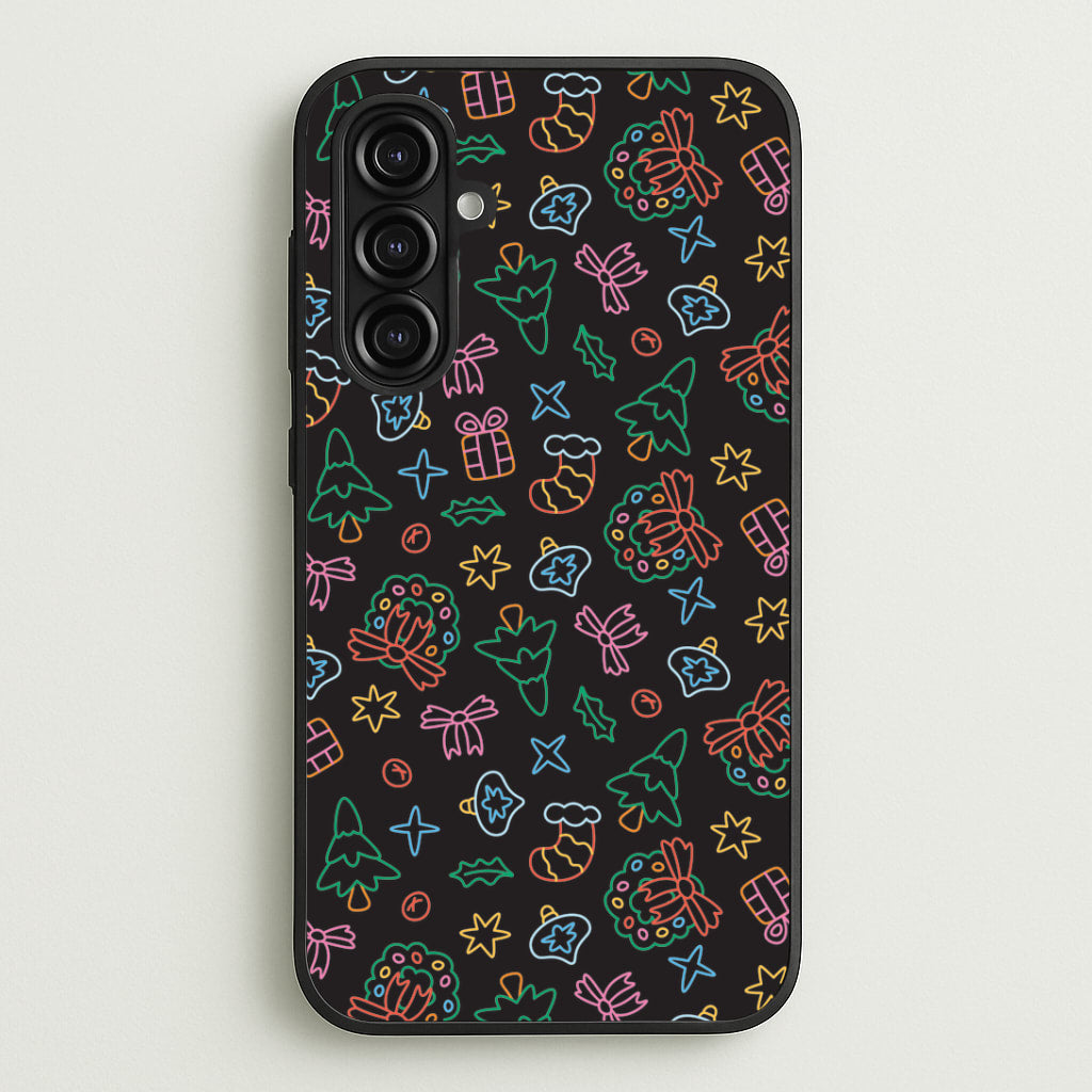 Neon Christmas Icons Pattern I Galaxy A16 Case