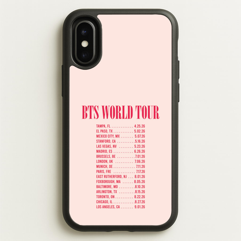K-Pop Band World Tour List 2026 iPhone X / XS Case