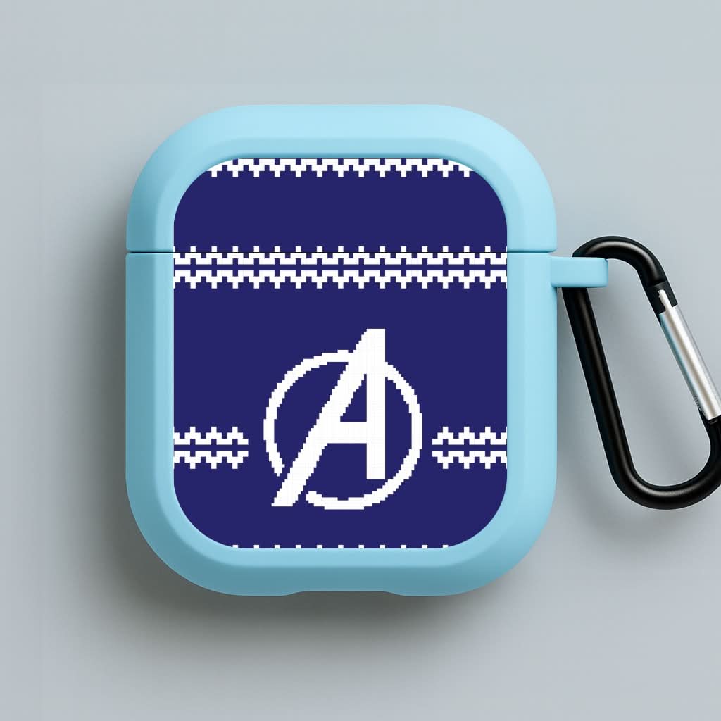 Superhero Team Blue Christmas Jumper  Blue AirPods Case