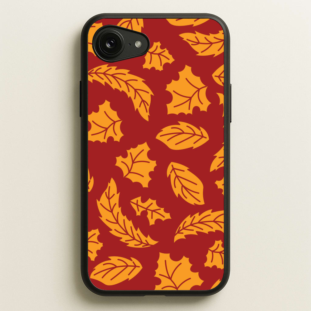 Orange Leaves Pattern iPhone 16e Case