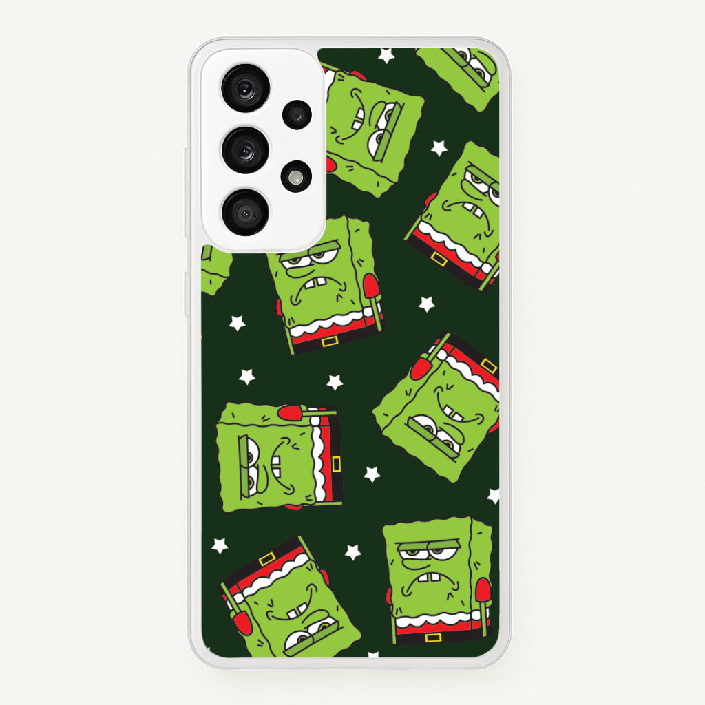 Grumpy Christmas Cartoon Sponge Pattern Galaxy A53 Case