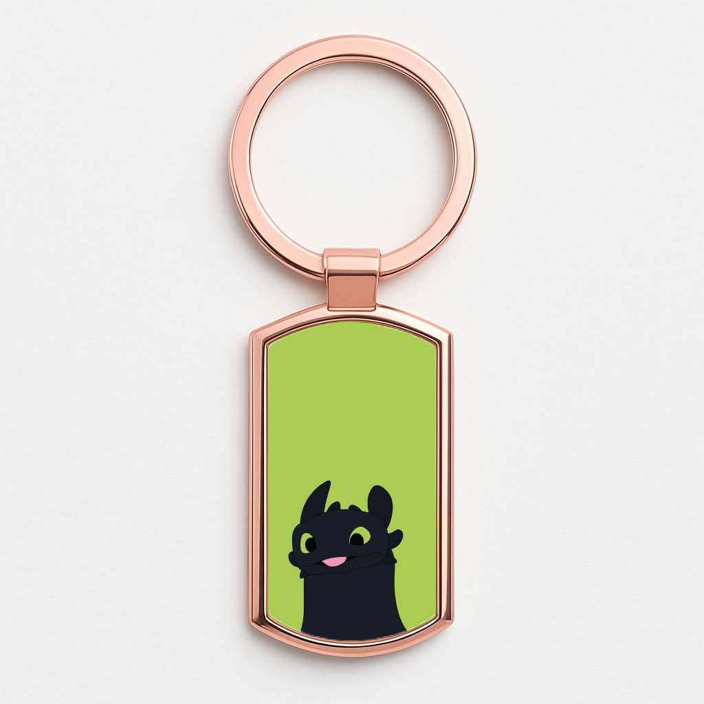 Black Fury Dragon Rose Gold Keyring