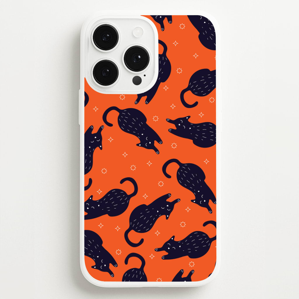 Black Cats And Stars Pattern iPhone 13 Pro Case