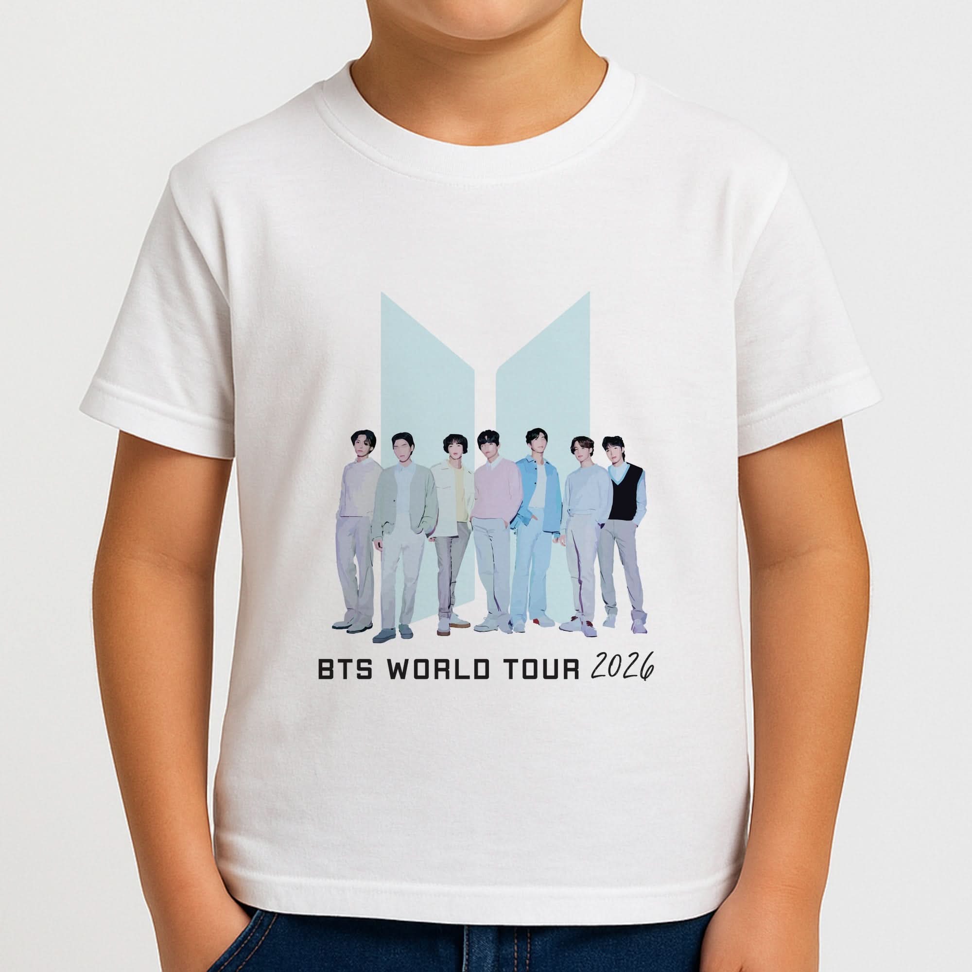 K-Pop Band Tour Pastel Blue Boys T-Shirt