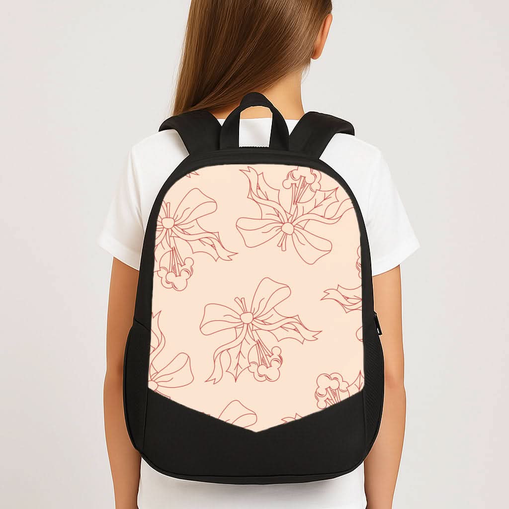 Cartoon Mouse Holly Pattern School Bag
