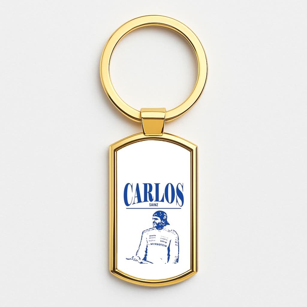 Carlos White And Blue Gold Keyring