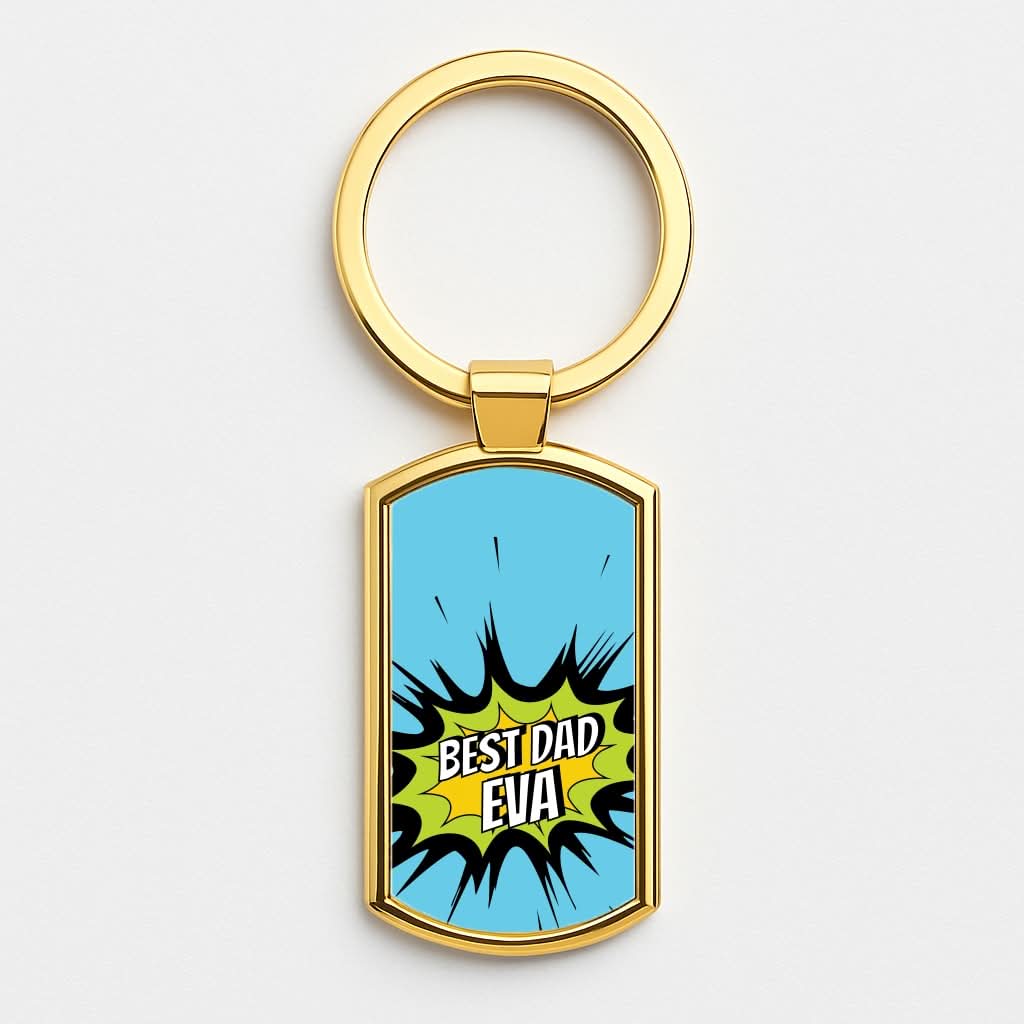 Comic Book Best Dad Eva Gold Keyring