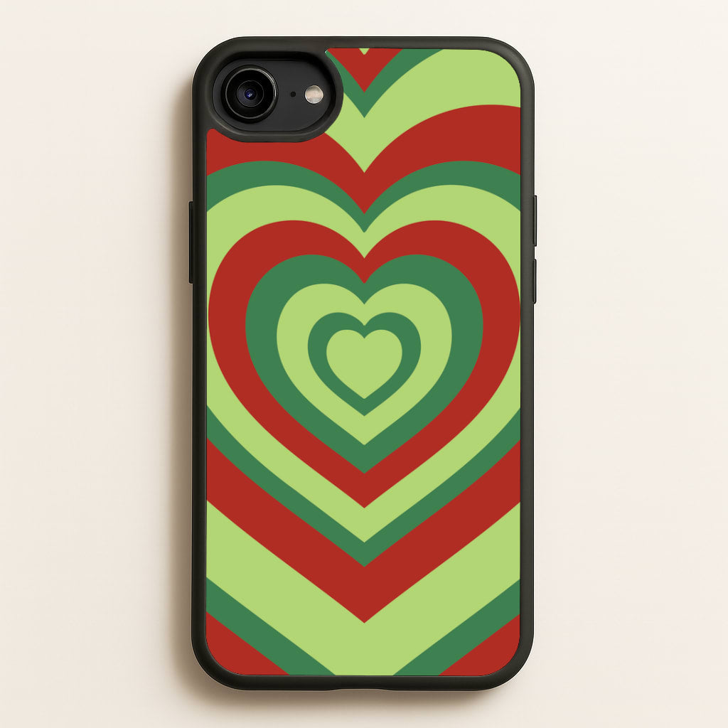 Red And Green Trippy Heart Christmas Pattern iPhone 6 / 7 / 8 / SE Case
