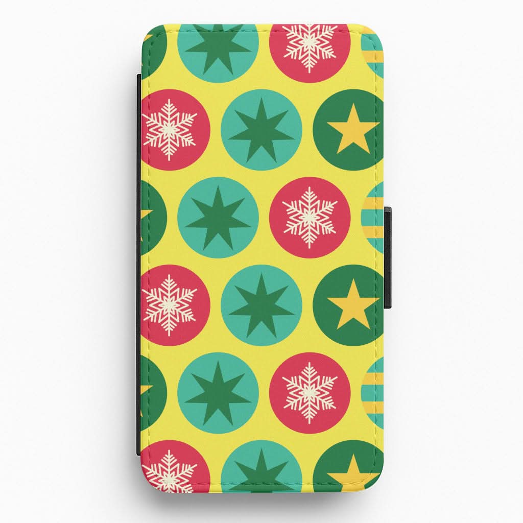 Colourful Abstract Baubles Christmas Pattern Flip / Wallet Phone Case