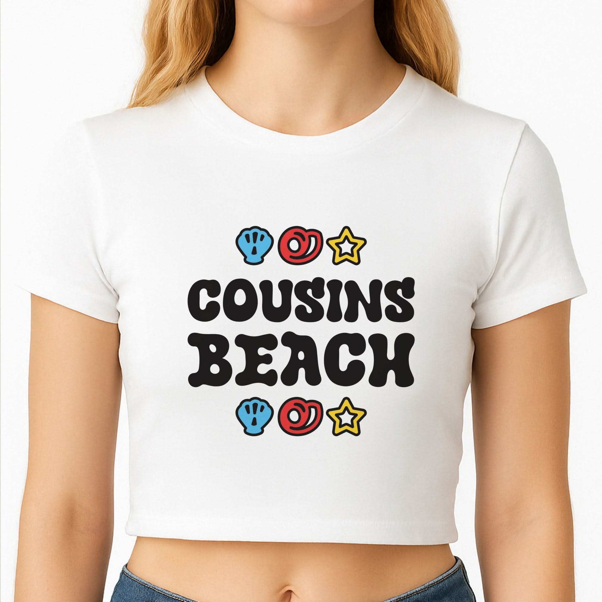 Cartoon Cousins Beach Crop Top