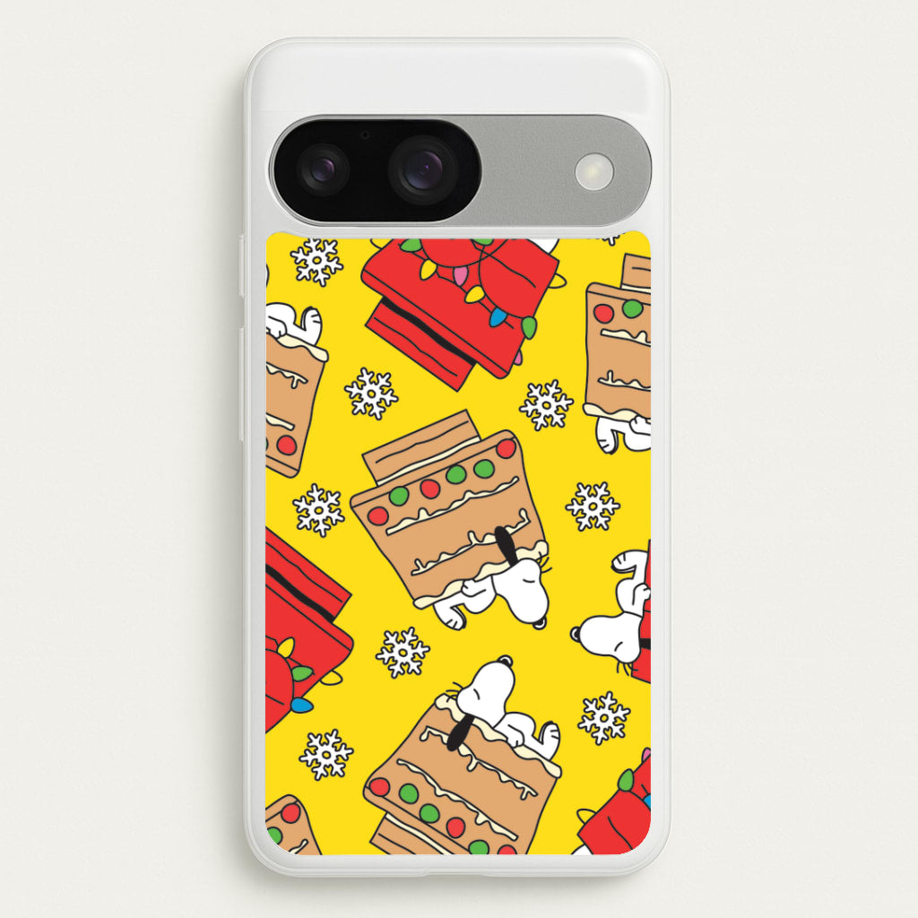 Cartoon Beagle Fairylights And Gingerbead Pattern Google Pixel 9 / 9 Pro Case