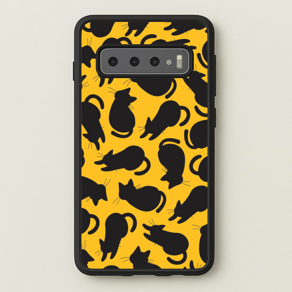 Black Cat Silhouettes Pattern Galaxy S10 Plus Case