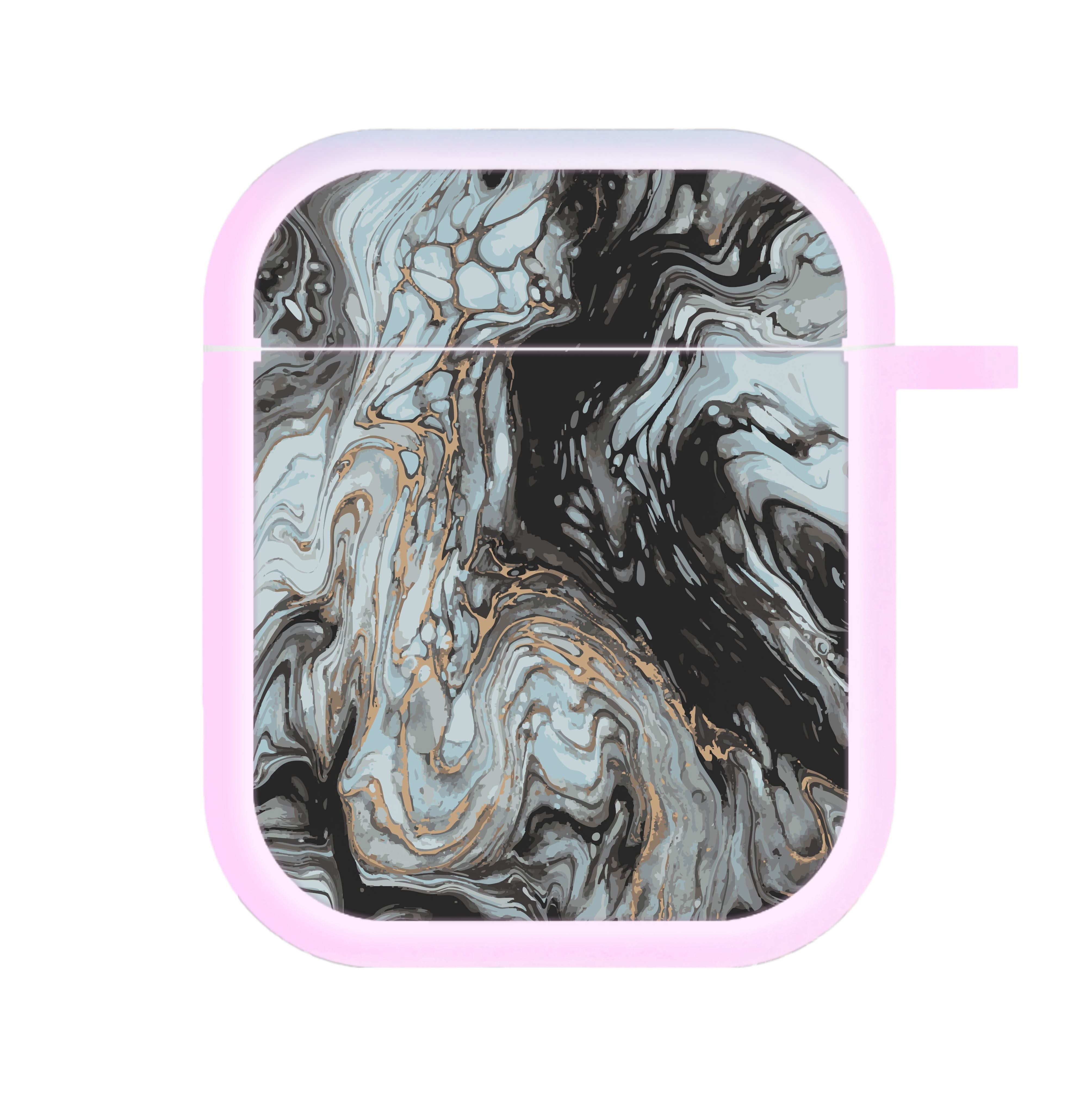 Black And Gold Cloudy Marble AirPods Case