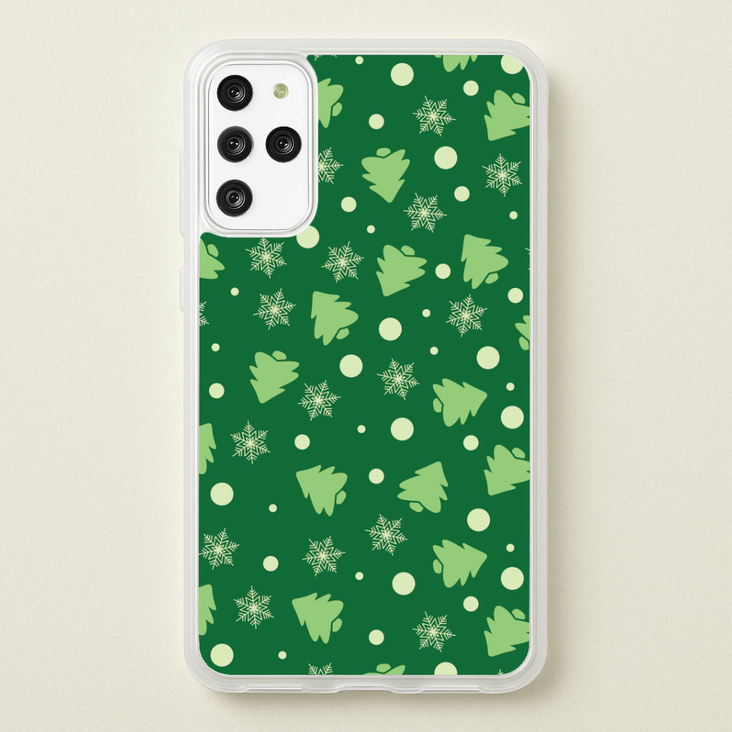 Cartoon Christmas Trees And Snowflakes Pattern Galaxy S20 Plus Case