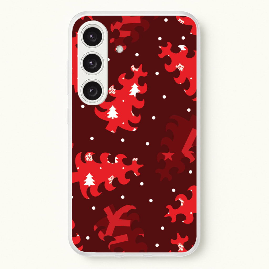 Wrapping Paper Christmas Tree Pattern Galaxy S24 Case
