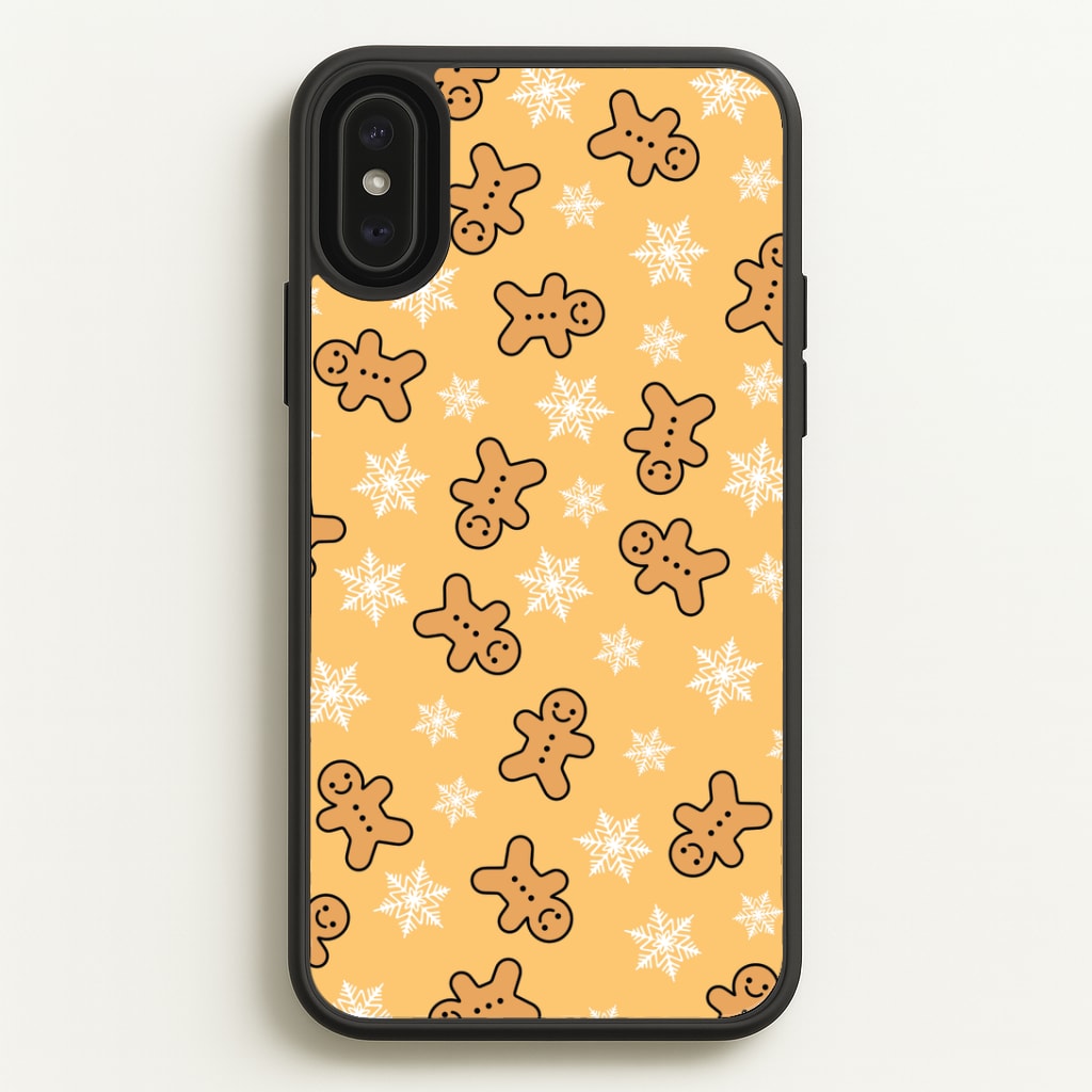 Cute Gingerbread And Snowflakes Pattern iPhone XS Max Case