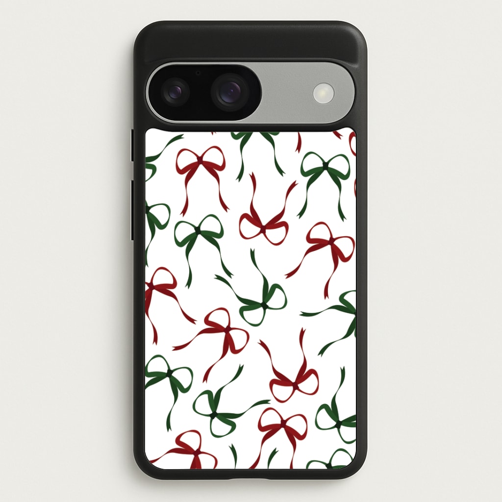 Red And Green Coquette Christmas Bows Pattern Google Pixel 9 / 9 Pro Case