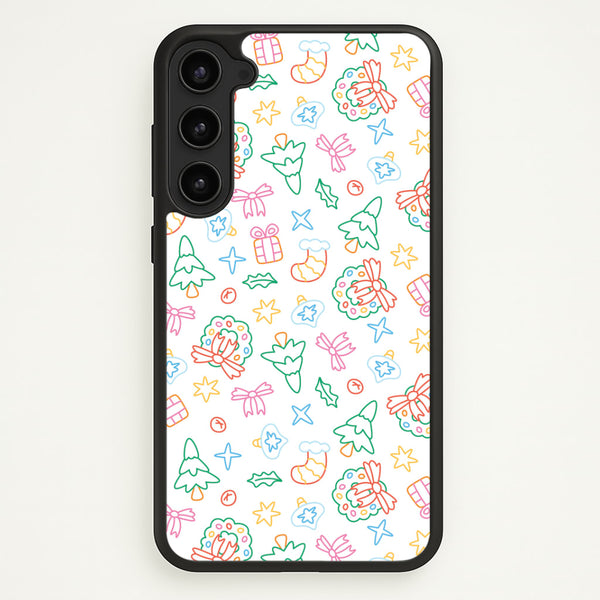 Neon Christmas Icons Pattern II Galaxy S23 Plus Case