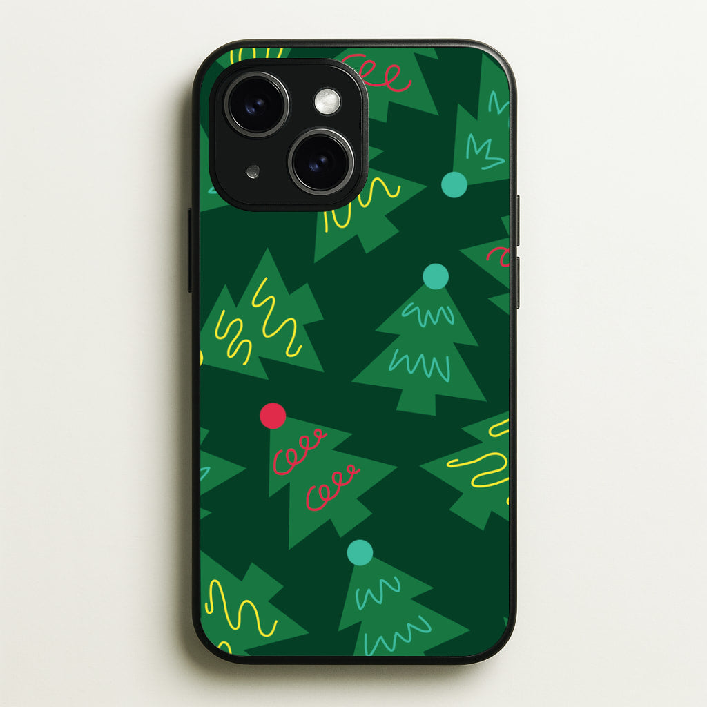 Abstract Christmas Trees Pattern iPhone 15 Plus Case