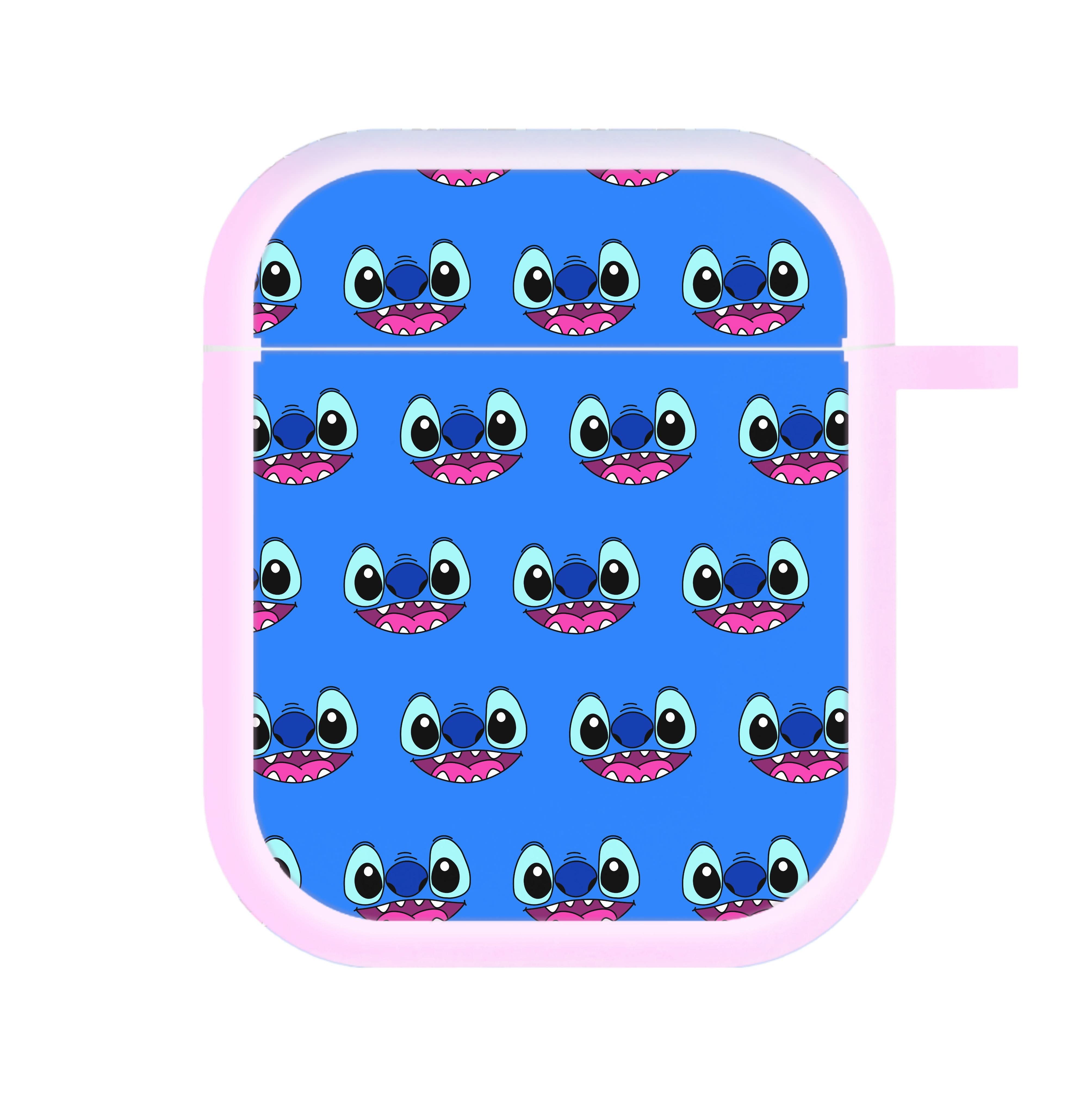 Blue Alien Face Pattern AirPods Case