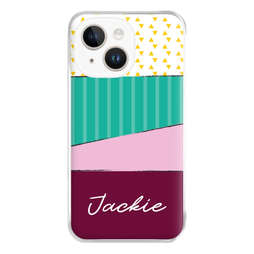 Geometric Patterns Personalised Name iPhone 14 Plus Case