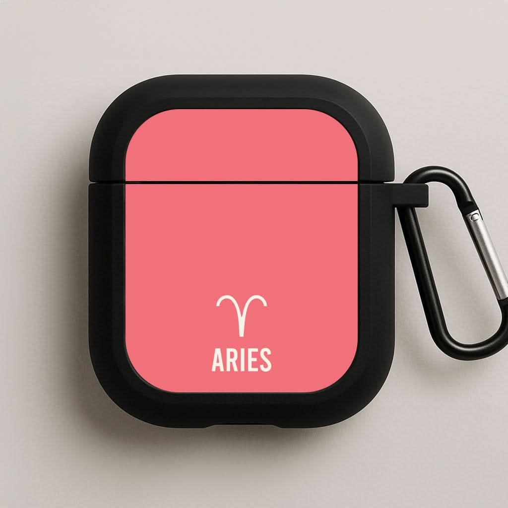 Aries Pastel Zodiac Black AirPods Case