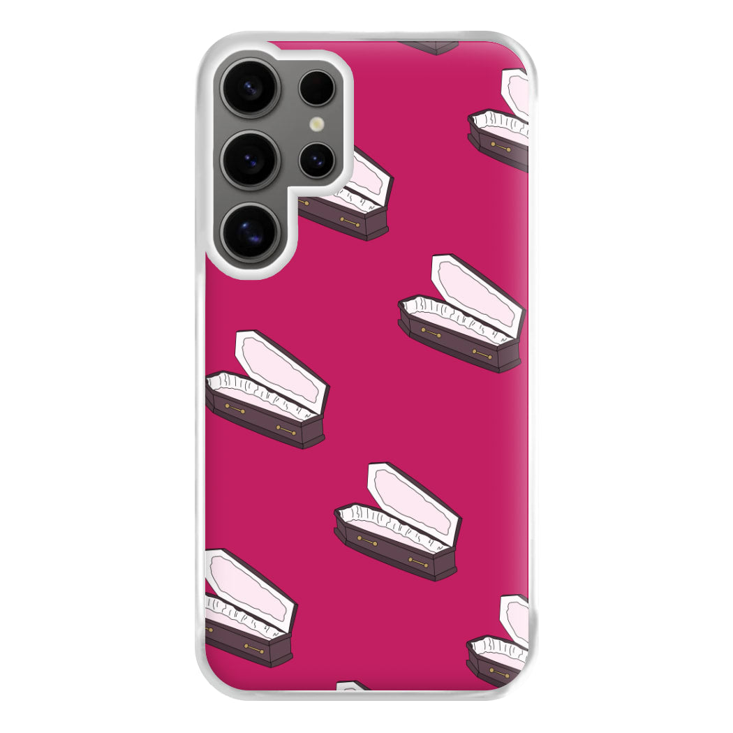 Bright Pink Coffin Pattern Galaxy S25 Ultra Case