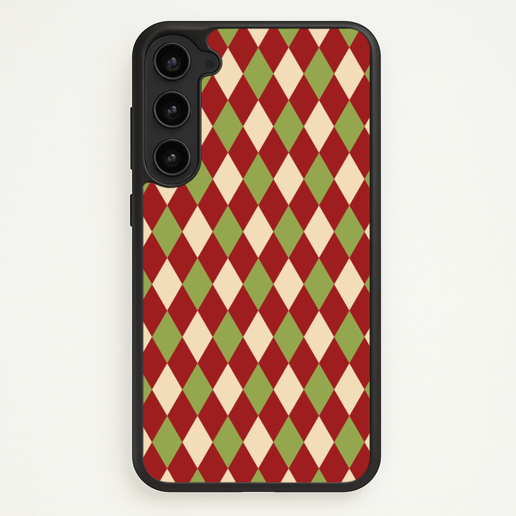 Red And Green Argyle Christmas Pattern Galaxy S23 Case