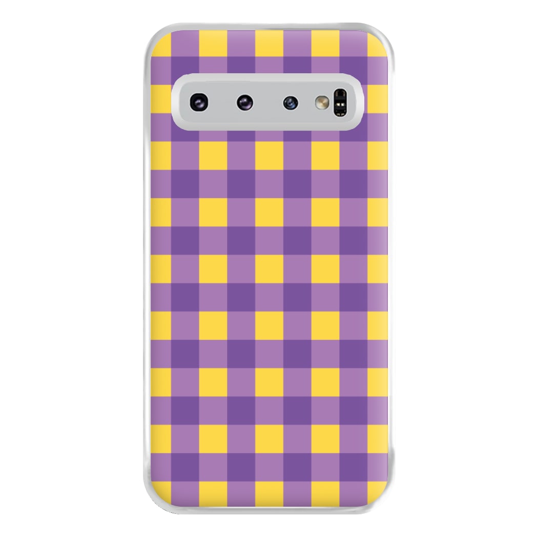Purple And Yellow Checkered Pattern Galaxy S10 Plus Case