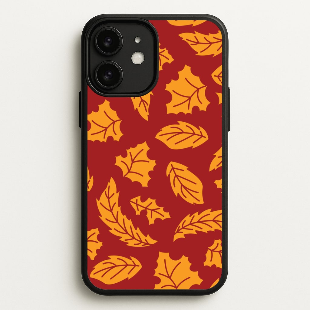 Orange Leaves Pattern iPhone 11 Case