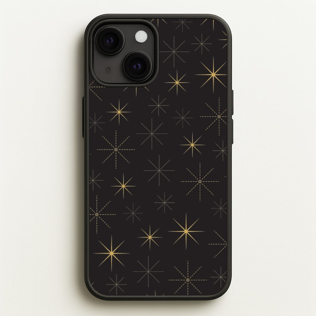 Christmas Gold Stars Pattern iPhone 13 Mini Case