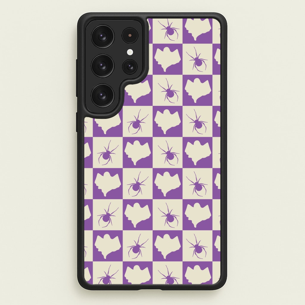 Spiders And Ghosts Checkered Pattern I Galaxy S22 Ultra Case