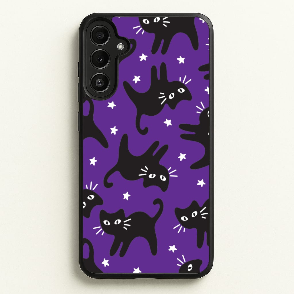 Cartoon Black Cats And Stars Pattern Galaxy A34 Case