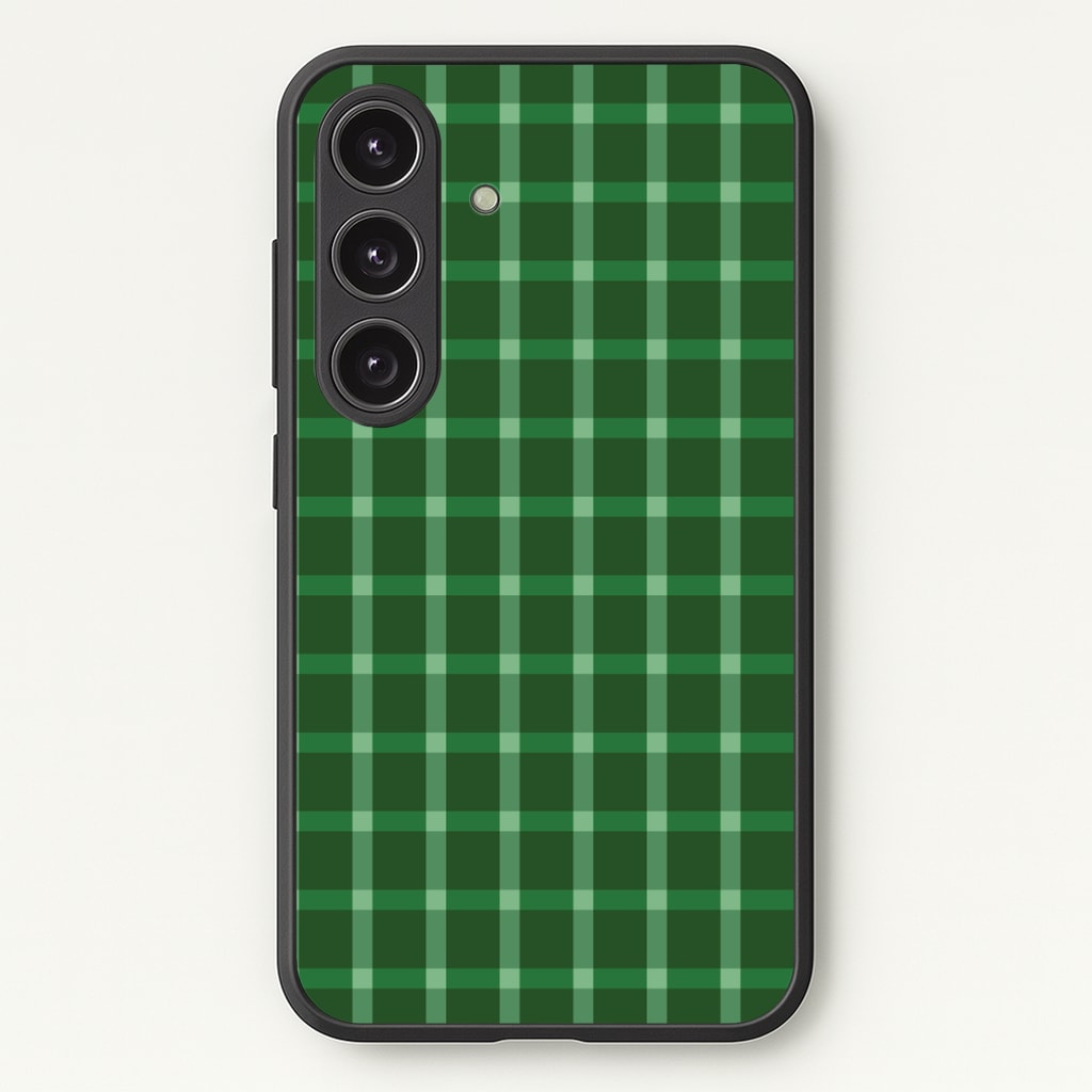 Dark Green Tartan Christmas Pattern Galaxy S25 Plus Case