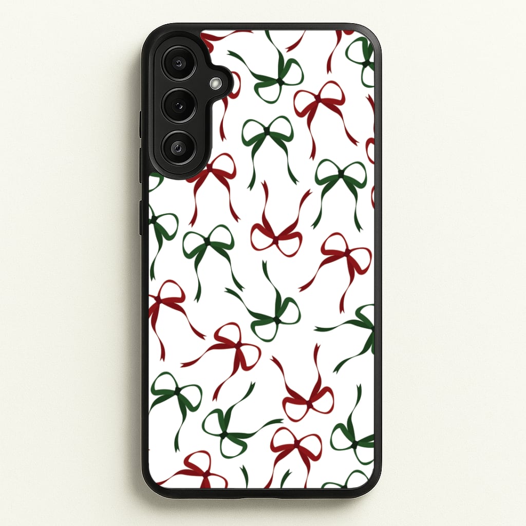 Red And Green Coquette Christmas Bows Pattern Galaxy A36 Case