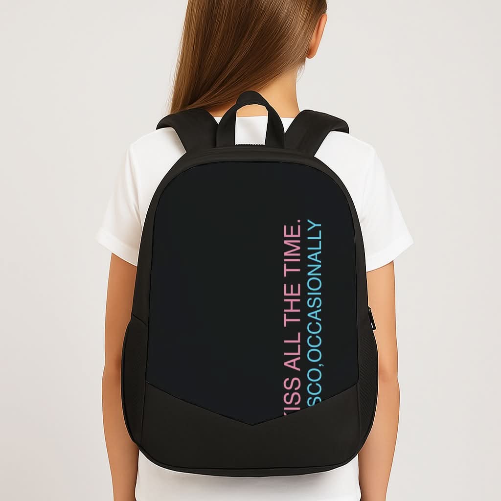Disco Occasionally Text School Bag