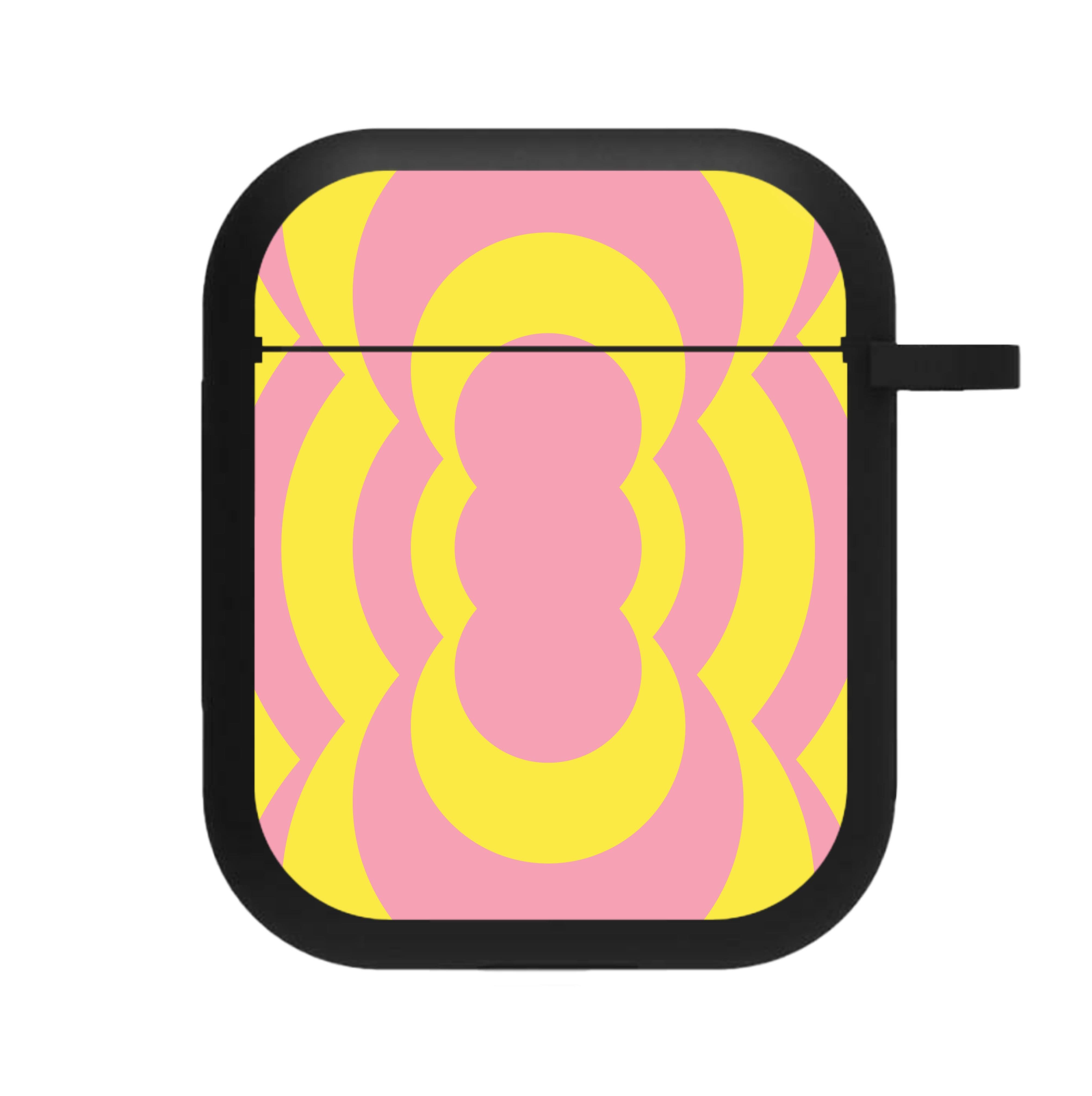 Yellow And Pink Curves Abstract Pattern AirPods Case