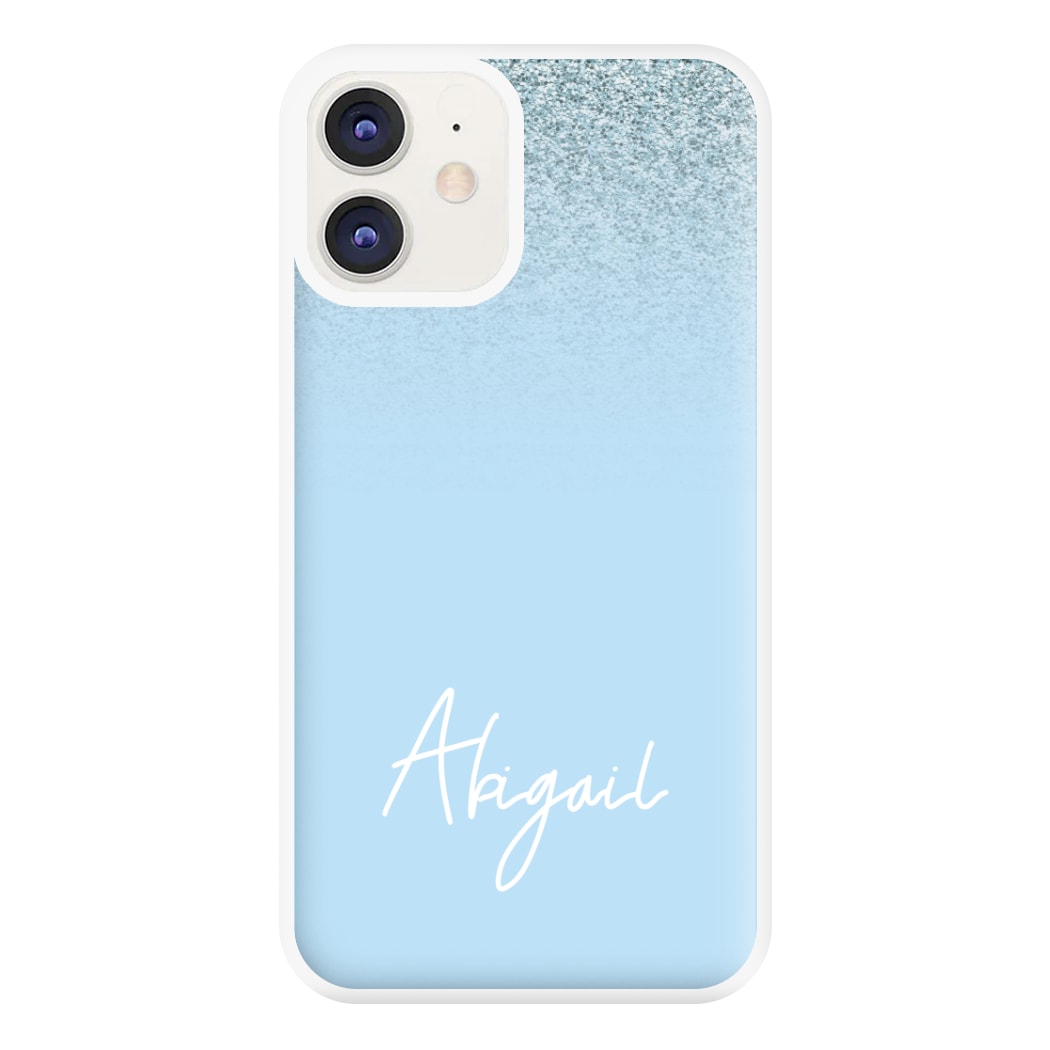 Blue Glitter Personalised Name iPhone 12 / 12 Pro Case