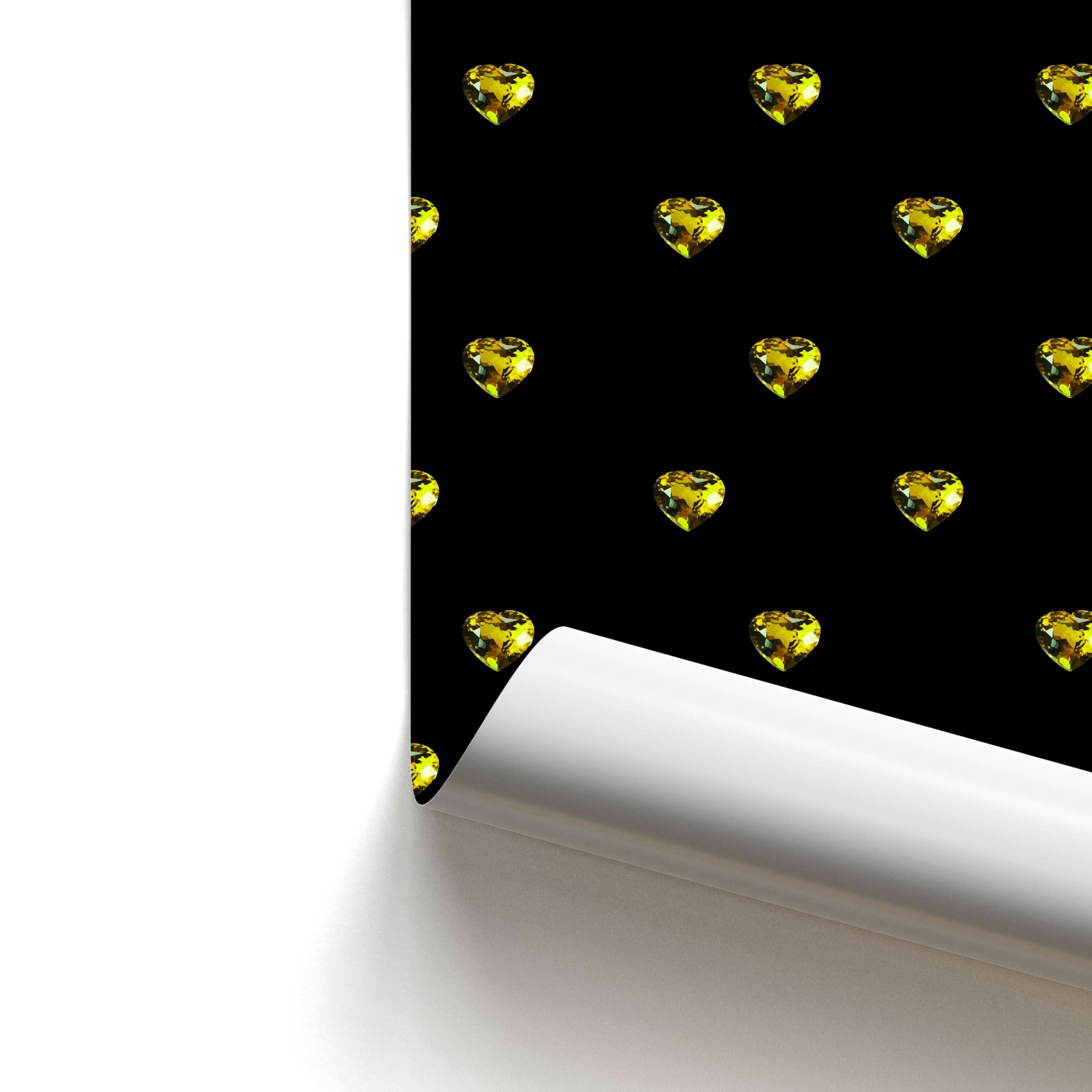 Gold Gem Hearts Pattern Poster