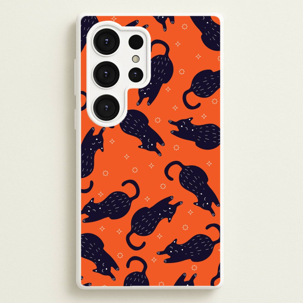 Black Cats And Stars Pattern Galaxy S25 Ultra Case