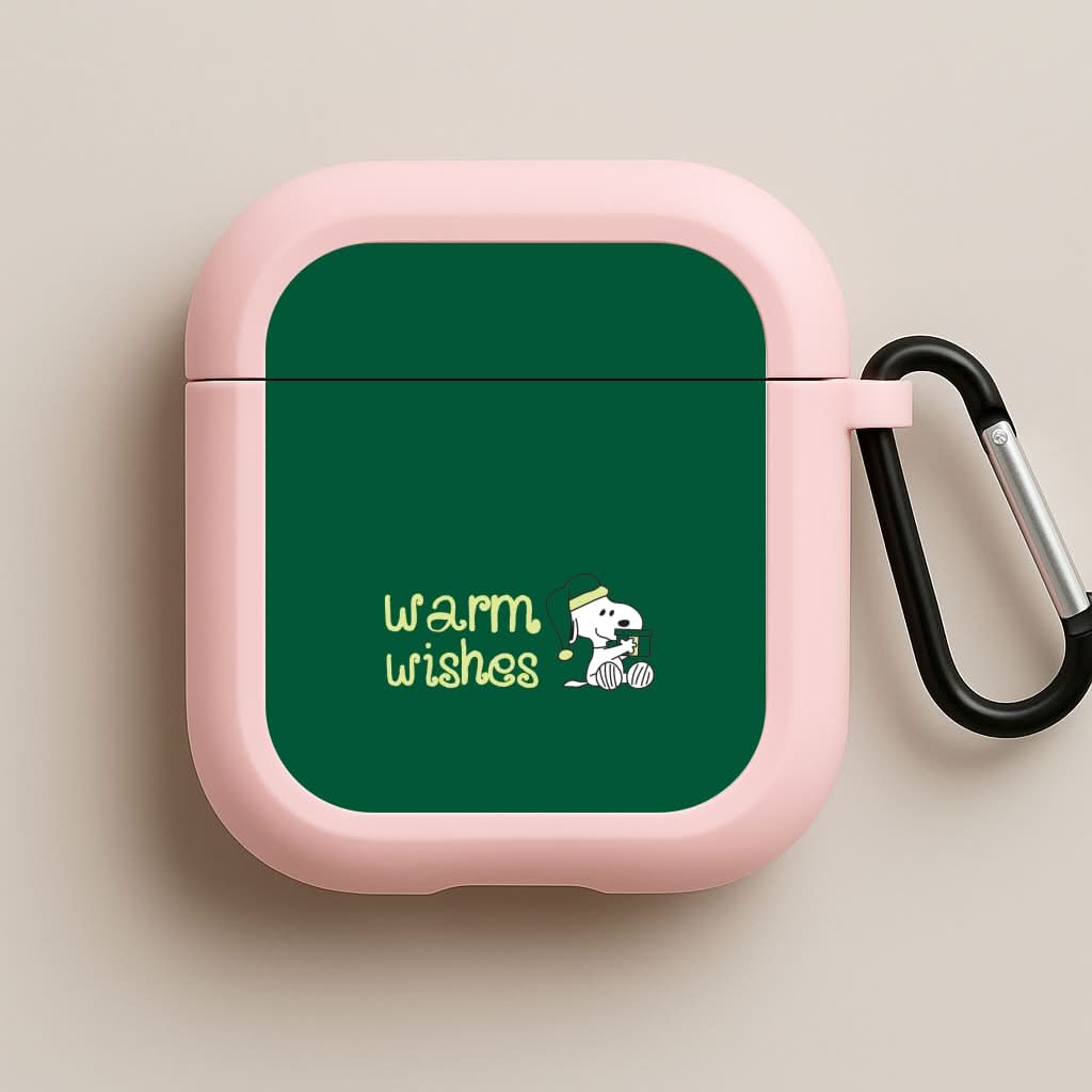 Cartoon Beagle Warm Wishes Pink AirPods Case