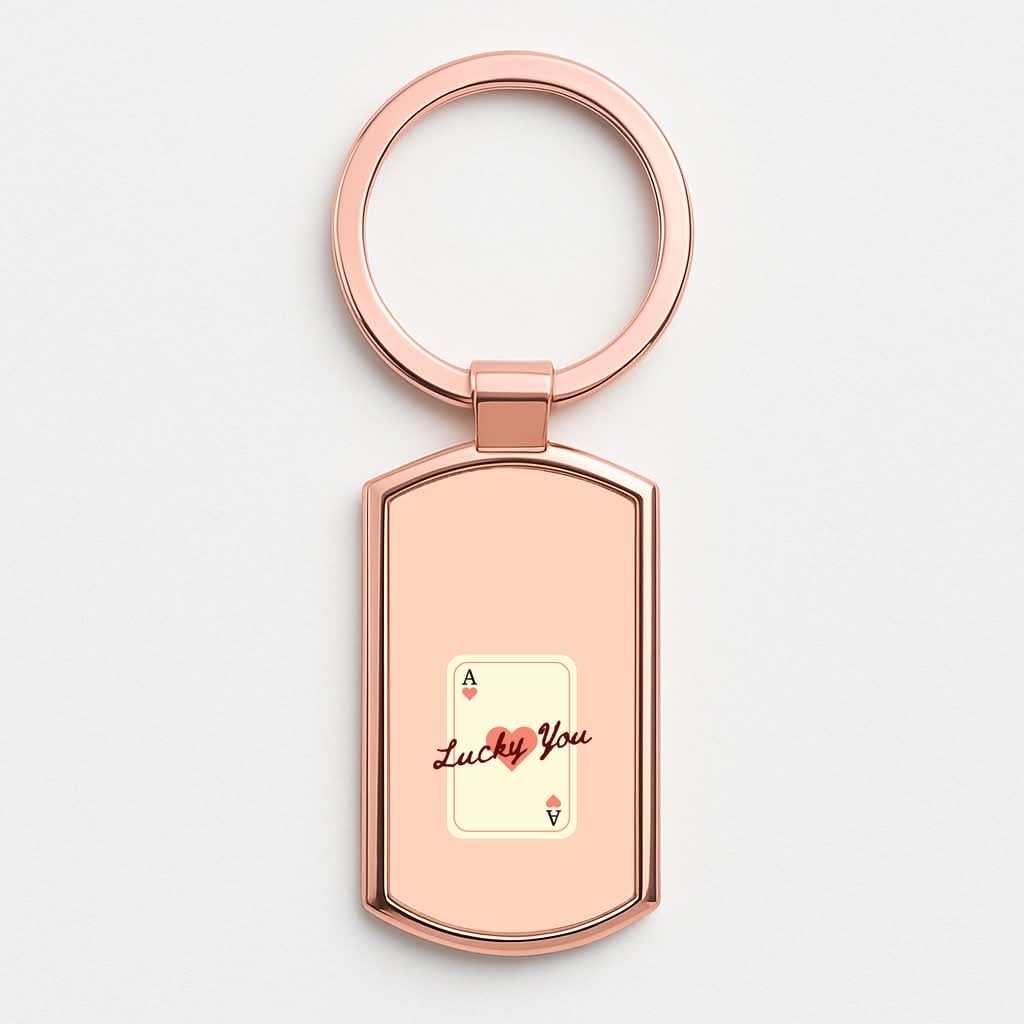 Lucky You Card Rose Gold Keyring