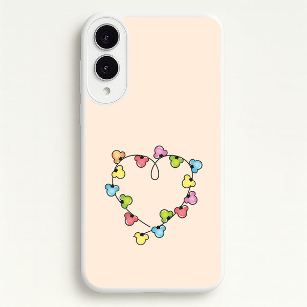 Cartoon Mouse Christmas Fairylights Heart Galaxy S25 Edge Case