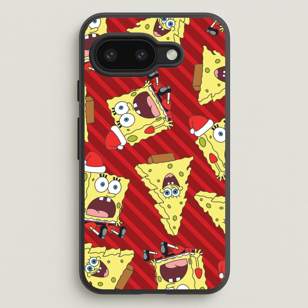 Christmas Cartoon Sponge Stripes Pattern Google Pixel 9a Case