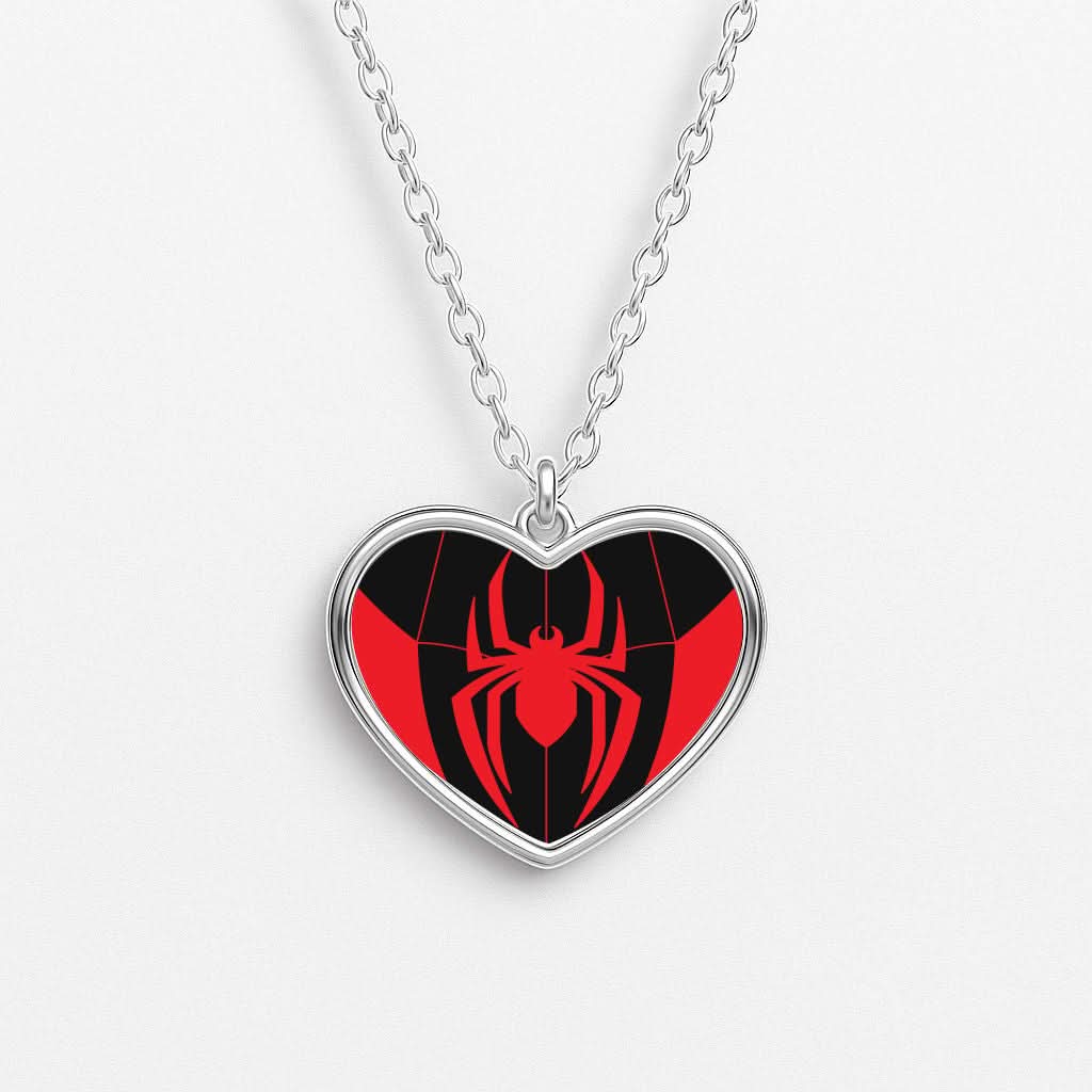 Red And Black Spider Costume Heart Necklace