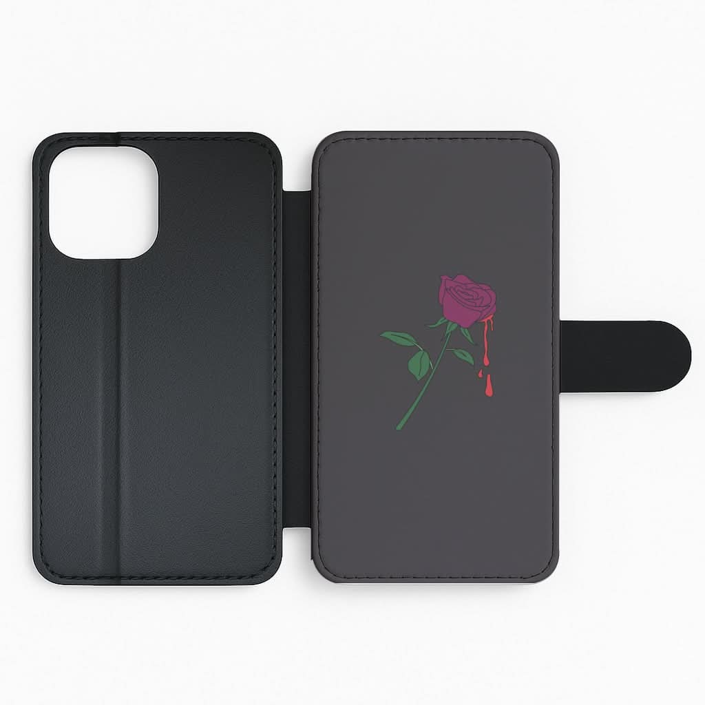 Dark Pink Rose Flip Phone Case