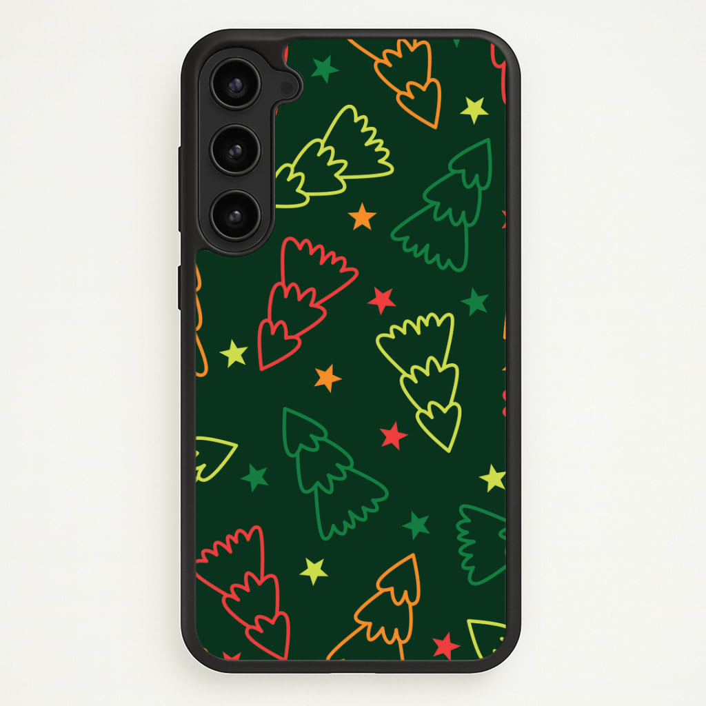 Colourful Christmas Tree Outlines Pattern Galaxy S23 Case