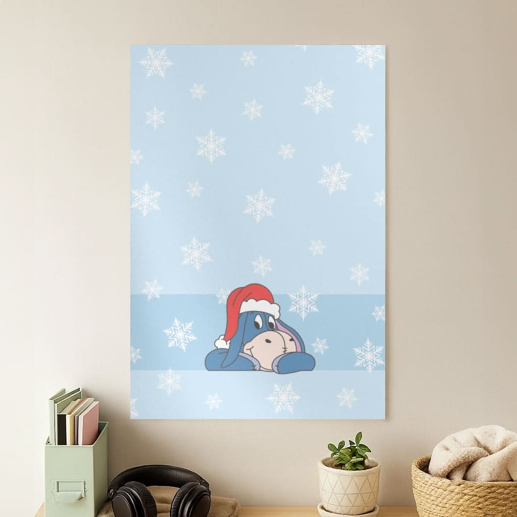Cartoon Donkey Snowflakes Poster